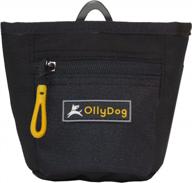 ollydog goodie treat bag, dog treat pouch, waist belt clip for hands-free training, magnetic closure, dog training and behavior aids, three ways to wear, (raven) logo