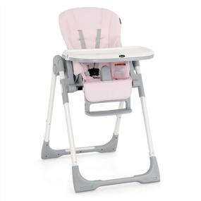 img 4 attached to Найдите идеальный комфорт для своих малышей со складным стульчиком для кормления INFANS с регулируемой спинкой, подставкой для ног и высотой сиденья розового цвета