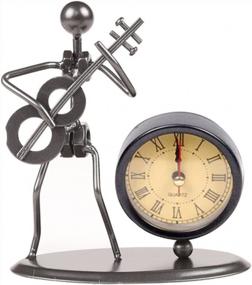 img 4 attached to Classic Vintage Iron Art Musician Clock Figure Ornament - Guitar Decor For Home Office Desk Gift (C70)