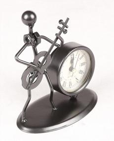 img 3 attached to Classic Vintage Iron Art Musician Clock Figure Ornament - Guitar Decor For Home Office Desk Gift (C70)