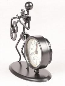 img 2 attached to Classic Vintage Iron Art Musician Clock Figure Ornament - Guitar Decor For Home Office Desk Gift (C70)