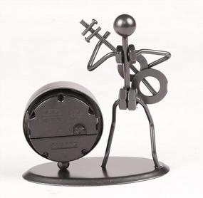 img 1 attached to Classic Vintage Iron Art Musician Clock Figure Ornament - Guitar Decor For Home Office Desk Gift (C70)