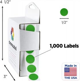 img 3 attached to 1000 зеленых постоянных точечных наклеек с цветовым кодом, 0,50-дюймовые круглые этикетки в коробке распределителя для ChromaLabel