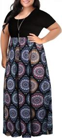 img 3 attached to Nemidor Women'S Plus Size Summer Short Sleeve Maxi Dress With Chevron Print