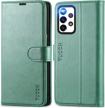 tucch galaxy a53 5g wallet case with magnetic kickstand, rfid blocking card slots, and tpu shockproof interior - myrtle green pu leather flip cover | compatible with samsung galaxy a53 6.5-inch 2022 logo