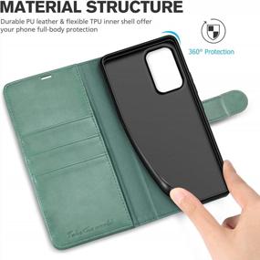 img 1 attached to TUCCH Galaxy A53 5G Wallet Case With Magnetic Kickstand, RFID Blocking Card Slots, And TPU Shockproof Interior - Myrtle Green PU Leather Flip Cover | Compatible With Samsung Galaxy A53 6.5-Inch 2022