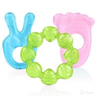 🦷 water teether 3-pack - soothing teether set for babies - blue, pink, green teething toys logo