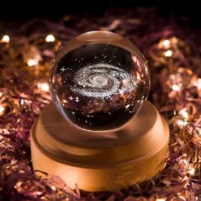 img 4 attached to Galaxy FSIGOM 3D Crystal Ball Music Box With LED Projection And Rotating Luminous Display - Ideal Birthday And Christmas Gift With Wooden Base