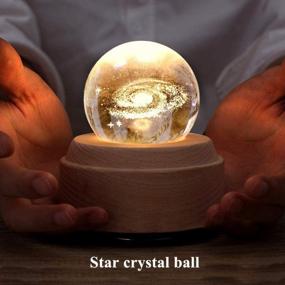 img 3 attached to Galaxy FSIGOM 3D Crystal Ball Music Box With LED Projection And Rotating Luminous Display - Ideal Birthday And Christmas Gift With Wooden Base