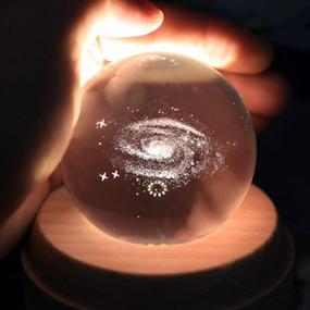 img 2 attached to Музыкальная шкатулка Galaxy FSIGOM 3D Crystal Ball со светодиодной проекцией и вращающимся светящимся дисплеем - идеальный подарок на день рождения и Рождество с деревянной основой