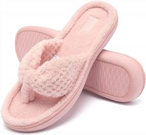 img 4 attached to Women'S Memory Foam Spa Thong Flip Flops House Slippers Velvet Lining Clog Indoor Shoes U1MTW017-0716