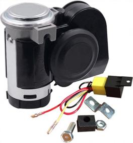 img 4 attached to Автомобильный звуковой сигнал Black SoundOriginal для грузовиков и мотоциклов - громкий автомобильный звуковой сигнал 12 В с 125 дБ и электрическим реле для повышения безопасности