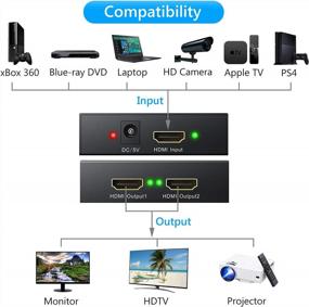 img 1 attached to Испытайте потрясающее разрешение с ESynic 1X2 HDMI Splitter: 4K@30Hz, HDCP, 3D и Full HD1080P — идеально подходит для ПК, PS3, PS4, Apple TV и других устройств!
