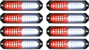 img 4 attached to ASPL 8Pcs Sync Feature Ultra Slim 12-LED Surface Mount Flashing Strobe Lights For Truck Car Vehicle LED Mini Grille Light Head Emergency Beacon Hazard Warning Lights (Red/White)