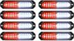 aspl 8pcs sync feature ultra slim 12-led surface mount flashing strobe lights for truck car vehicle led mini grille light head emergency beacon hazard warning lights (red/white) logo