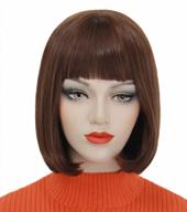 🐝 mersi honey brown bob wigs with bangs, synthetic cute cosplay costume short hair wig for party halloween s029br logo