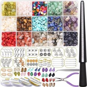 img 4 attached to EuTengHao 1100Pcs Irregular Chips Stone Beads Natural Gemstone Beads Kit With Earring Hooks Spacer Beads Pendants Charms Jump Rings For DIY Jewelry Necklace Bracelet Earring Making Supplies