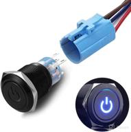 🔘 quentacy 19mm 3/4" metal latching pushbutton switch 12v power symbol led 1no1nc spdt on/off black waterproof toggle switch with wire socket plug in blue color logo