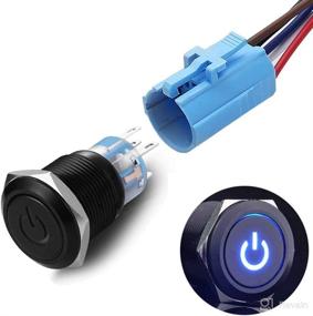 img 4 attached to 🔘 Quentacy 19mm 3/4" Metal Latching Pushbutton Switch 12V Power Symbol LED 1NO1NC SPDT ON/Off Black Waterproof Toggle Switch with Wire Socket Plug in Blue Color
