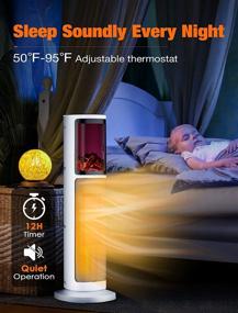 img 1 attached to Indoor Electric Space Heater For Large Room, 3 Modes & Thermostat, 90° Oscillation, 12H Timer, Remote Control With Overheat & Tip-Over Protection And Realistic 3D Flame - Tower Design