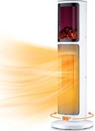 indoor electric space heater for large room, 3 modes & thermostat, 90° oscillation, 12h timer, remote control with overheat & tip-over protection and realistic 3d flame - tower design logo