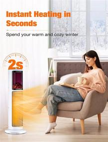 img 3 attached to Indoor Electric Space Heater For Large Room, 3 Modes & Thermostat, 90° Oscillation, 12H Timer, Remote Control With Overheat & Tip-Over Protection And Realistic 3D Flame - Tower Design