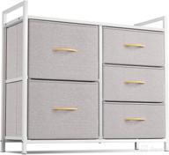 🗄️ cubiker 5-drawer dresser storage organizer for bedroom, hallway, entryway closets – small dresser clothes storage unit with durable steel frame & wood top, light grey logo