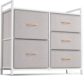 img 4 attached to 🗄️ Cubiker 5-Drawer Dresser Storage Organizer for Bedroom, Hallway, Entryway Closets – Small Dresser Clothes Storage Unit with Durable Steel Frame & Wood Top, Light Grey