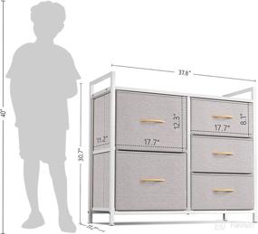 img 1 attached to 🗄️ Cubiker 5-Drawer Dresser Storage Organizer for Bedroom, Hallway, Entryway Closets – Small Dresser Clothes Storage Unit with Durable Steel Frame & Wood Top, Light Grey