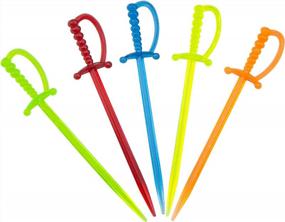 img 4 attached to Add A Pop Of Color To Your Appetizers And Cocktails With ODDIER'S 100Pc Plastic Sword Toothpicks!