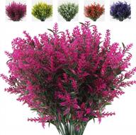 uv resistant fuchsia artificial flowers bundle - realistic looking outdoor fake plants for indoor and outdoor hanging decorations - plastic lavender shrubs set of 8 logo