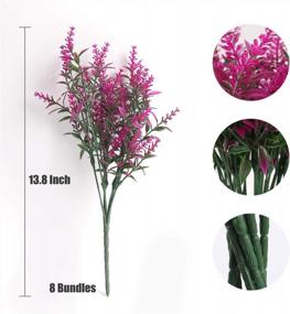 img 3 attached to UV Resistant Fuchsia Artificial Flowers Bundle - Realistic Looking Outdoor Fake Plants For Indoor And Outdoor Hanging Decorations - Plastic Lavender Shrubs Set Of 8