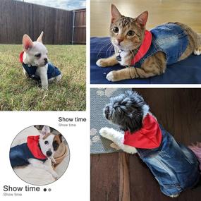 img 1 attached to 🐶 QTART Small Dog Denim Hoodie Sweater, Cute Pet Apparel for Boy Girl Puppy, Dogs Sweaters Chihuahua Sweatshirt, Yorkie, French Bulldog, Dachshund, XS, Red