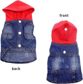 img 3 attached to 🐶 QTART Small Dog Denim Hoodie Sweater, Cute Pet Apparel for Boy Girl Puppy, Dogs Sweaters Chihuahua Sweatshirt, Yorkie, French Bulldog, Dachshund, XS, Red