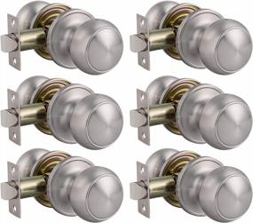 img 4 attached to Set Of 6 Keyless Door Knob Handles In Classic Flat Ball Style For Hall And Closet, Satin Nickel Finish By Knobonly
