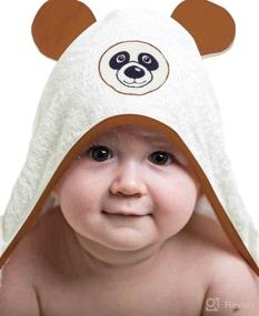 img 2 attached to 🐻 Organic Cotton Baby Bath Towel - Ultra Soft & Super Absorbent Hooded Baby Towel 35”x35” Bear Design - Hypoallergenic Towels for Infants and Toddlers - Ideal Baby Shower Gifts