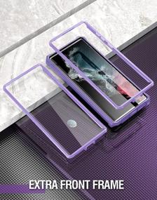 img 1 attached to Абсолютный защитный чехол для Samsung Galaxy S22 Ultra 5G — серия Poetic Guardian: испытание на падение с высоты 6 футов, встроенная защитная пленка для экрана, совместимость с идентификатором отпечатков пальцев, прочный чехол для всего корпуса фиолетового/прозрачного цвета