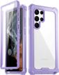 ultimate protective case for samsung galaxy s22 ultra 5g - poetic guardian series: 6ft drop tested, built-in screen protector, fingerprint id compatible, full body rugged cover in purple/clear logo