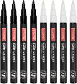img 4 attached to Expert Rock Painting With ZEYAR'S Permanent Oil-Based Paint Markers - Waterproof Ink For Rock, Wood, Glass, Metal, Ceramic And More - 4 Black & 4 White Fine Point Set