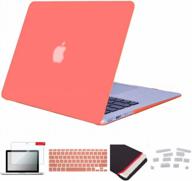 protect your macbook pro 13 inch with cd rom drive: se7enline case with soft sleeve bag, keyboard cover, screen protector, dust plug in living coral logo