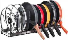img 1 attached to Organize Your Kitchen In Style With Toplife'S Expandable Pans Organizer Rack - 10 Customizable Compartments For Pans, Bakeware, Lids, And More!