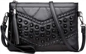 img 4 attached to Ayliss Women'S Rivet Leather Envelope Clutch: The Ultimate Crossbody Purse And Shoulder Bag