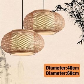img 3 attached to TFCFL Bamboo Wicker Ceiling Pendant Light Asian Style Rattan Shade Hanging Lamp Ceiling Adjustable Indoor Ceiling Lighting Fixture For Dining Room Kitchen Island (40CM)