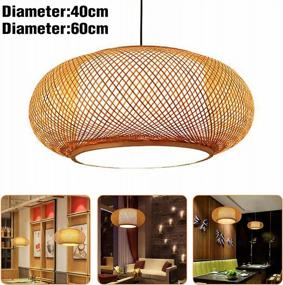 img 1 attached to TFCFL Bamboo Wicker Ceiling Pendant Light Asian Style Rattan Shade Hanging Lamp Ceiling Adjustable Indoor Ceiling Lighting Fixture For Dining Room Kitchen Island (40CM)