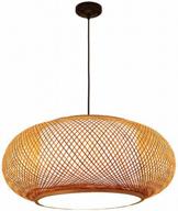 tfcfl bamboo wicker ceiling pendant light asian style rattan shade hanging lamp ceiling adjustable indoor ceiling lighting fixture for dining room kitchen island (40cm) logo