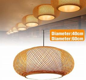 img 2 attached to TFCFL Bamboo Wicker Ceiling Pendant Light Asian Style Rattan Shade Hanging Lamp Ceiling Adjustable Indoor Ceiling Lighting Fixture For Dining Room Kitchen Island (40CM)