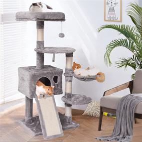 img 3 attached to 🌳 47.3in MQ Cat Tree Tower - Multi Level Scratching Post with Condo, Ladder, Hammock & Plush Perches for Kittens and Adult Cats