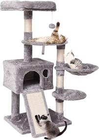 img 4 attached to 🌳 47.3in MQ Cat Tree Tower - Multi Level Scratching Post with Condo, Ladder, Hammock & Plush Perches for Kittens and Adult Cats