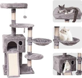 img 2 attached to 🌳 47.3in MQ Cat Tree Tower - Multi Level Scratching Post with Condo, Ladder, Hammock & Plush Perches for Kittens and Adult Cats