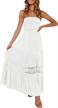 zesica womens summer bohemian strapless off shoulder lace trim backless flowy a line beach long maxi dress logo
